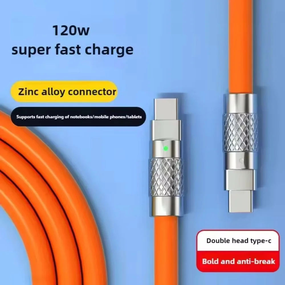 1M 1.5M 2M Type-C To C Charger Cable 120W Fast Charging PD Type C Liquid Silicone Cable For Xiaomi Samsung Huawei OPPO iPhone