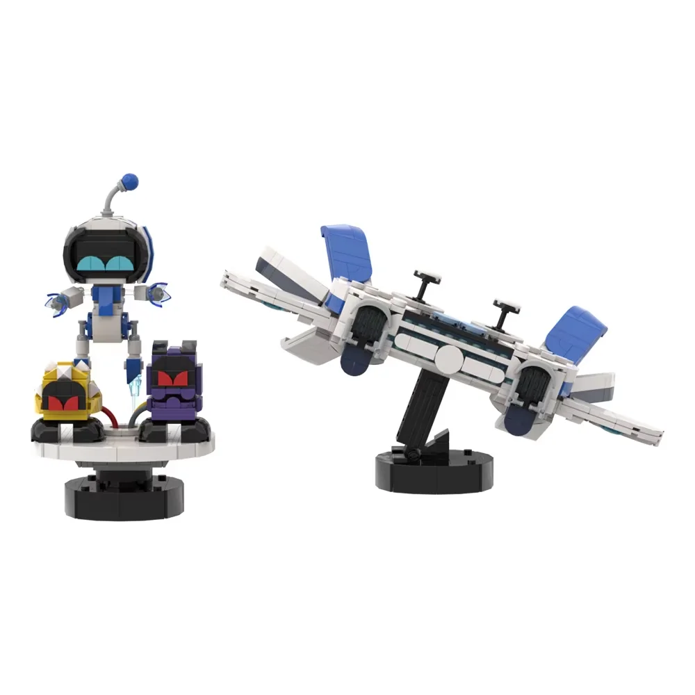 MOC Astro Bot Baustein Modell Cosmic Adventure Spiel Figur Kreative Cartoon Roboter Montage DIY Ziegel Spielzeug Kinder Geschenke