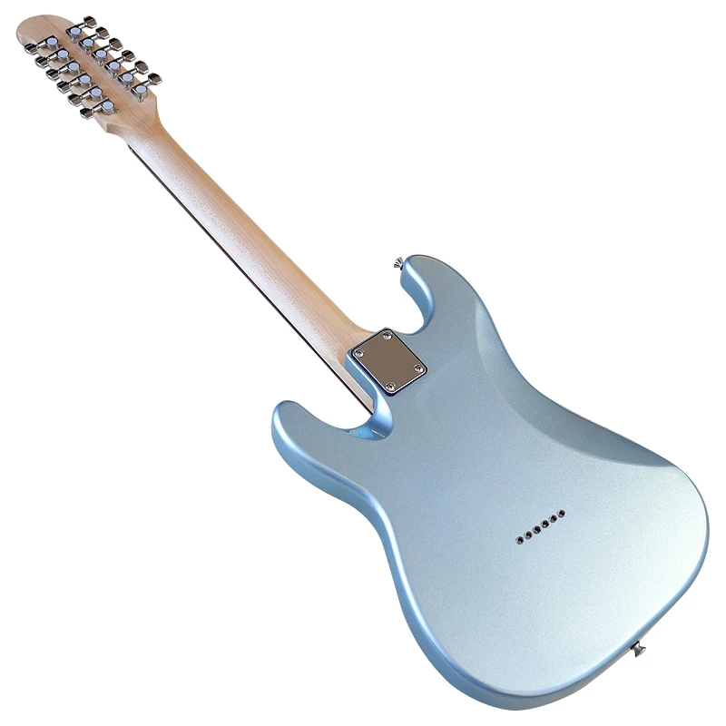 High Gloss 12 String Electric Guitar 39 Inch Solid Okoume Wood Body 12 Strings Guitar Good Handicraft Metallic Blue & Green