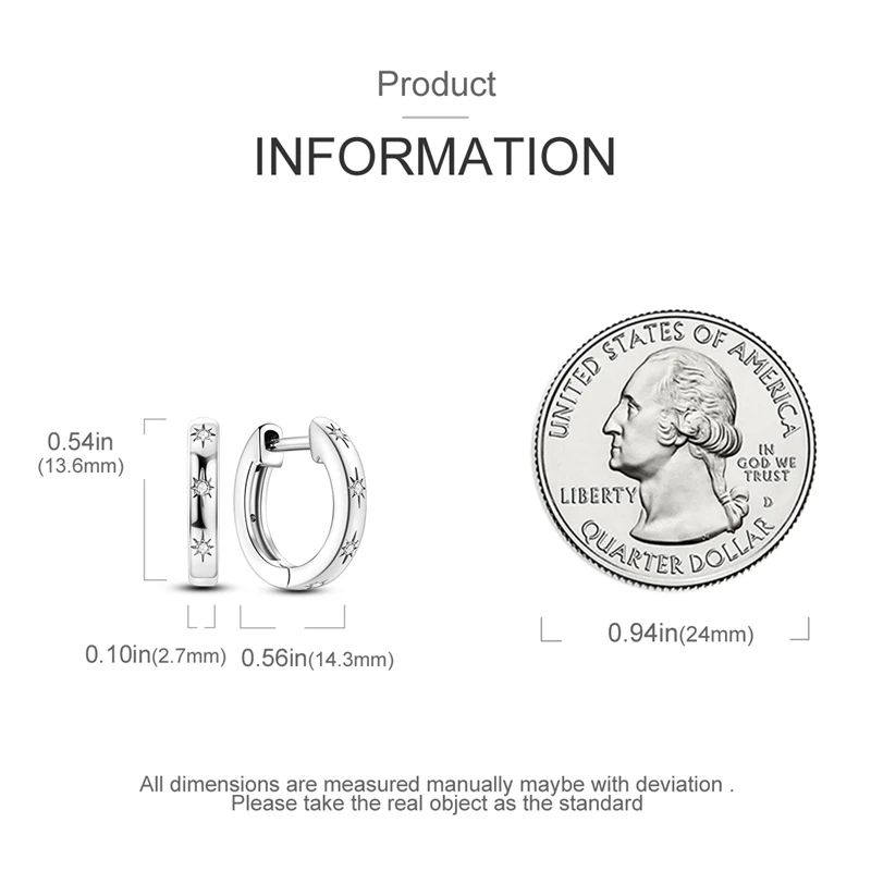 Charms Doppel-Creolen für Frauen, 100 % 925er Silber, kubischer Zirkon, Herz, Stern, Mond, Ohrringe, eleganter Geburtstagsschmuck, Geschenke – Detail 7