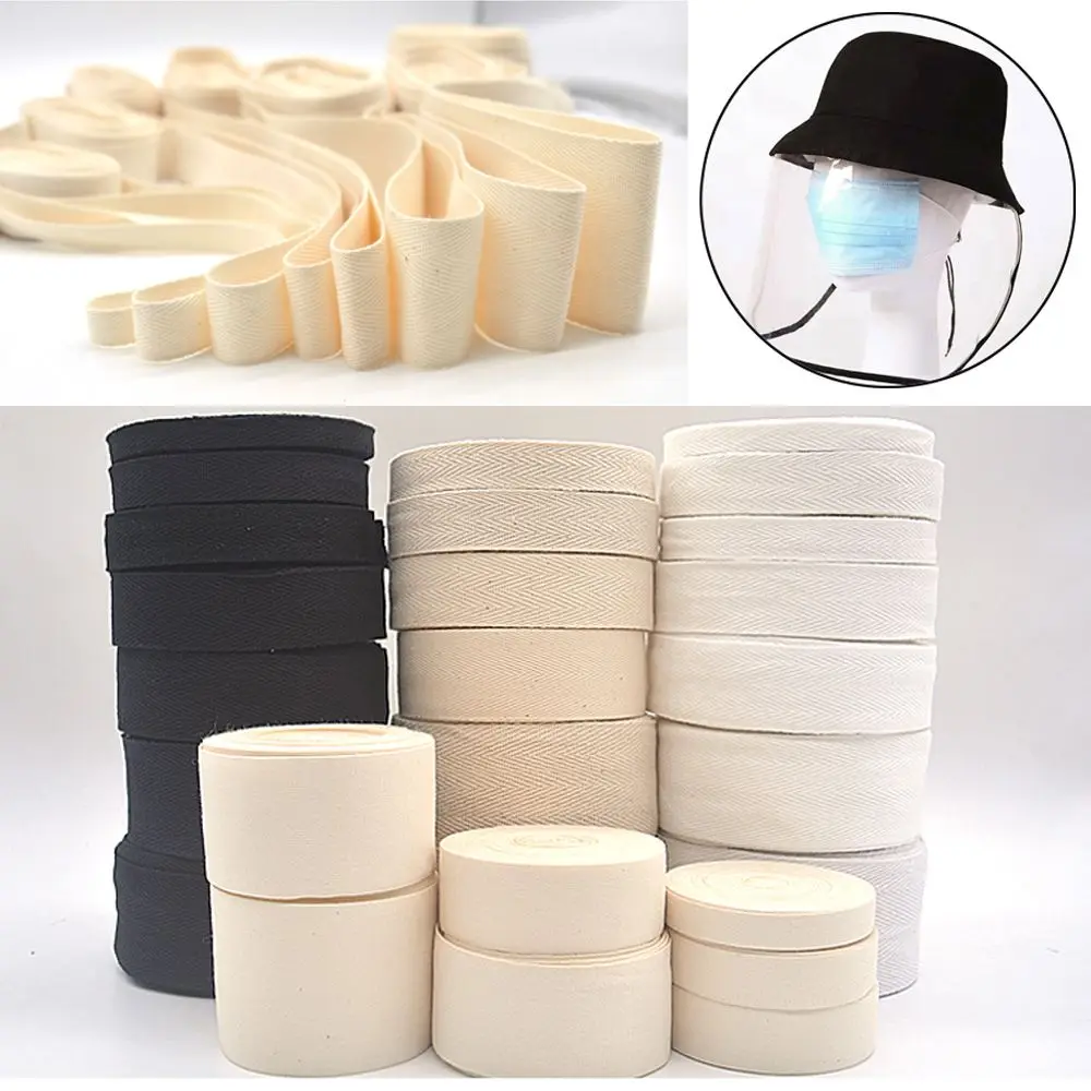 50M DIY Ribbon Trimming Herringbone Fabric 1-5cm Wide Sewing Trims Craft Edging Cotton Bias Binding Tape Roll