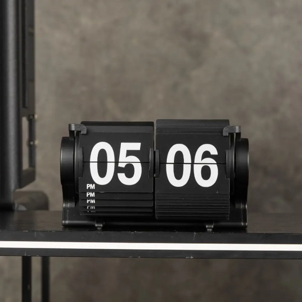 Automatic Page Turning Flip Clock Black White 12 Hours Format Flip Alarm Clock Accurate Timekeeping Retro Design