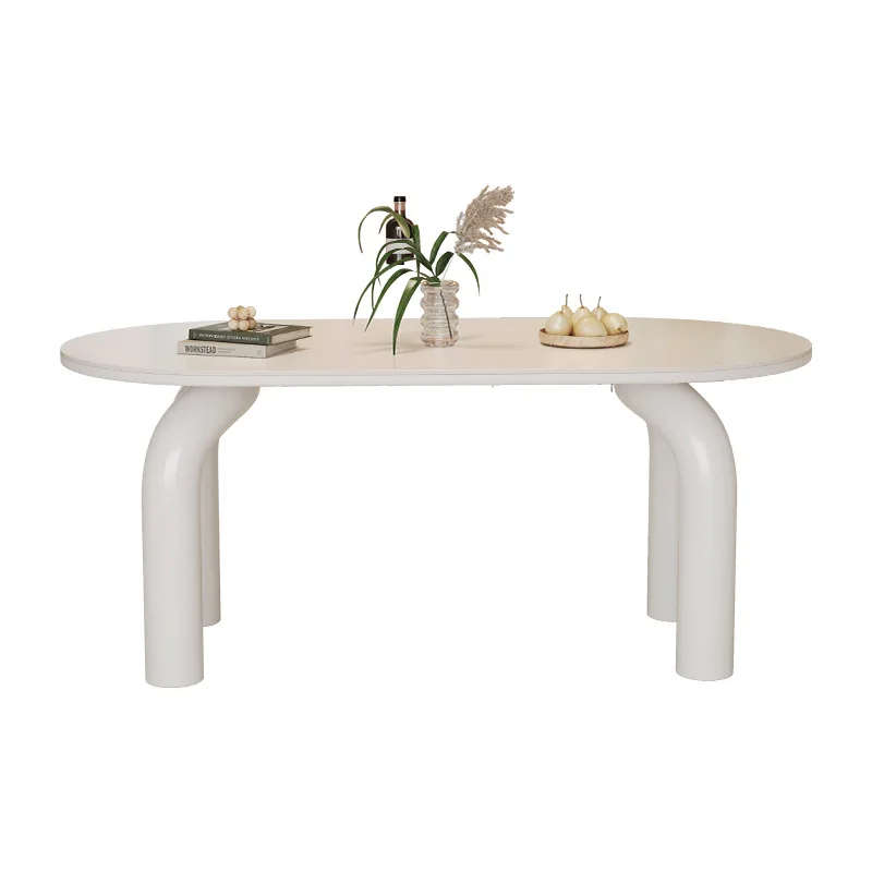 

French cream wind rock board dining table and chairs designer small apartment