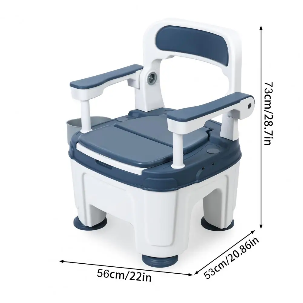 Elderly Toilet Chair Seat Anti-slip Foot Pads Strong Load-bearing Indoor Adult Mobile Portable Toilet with Upgraded Armrests