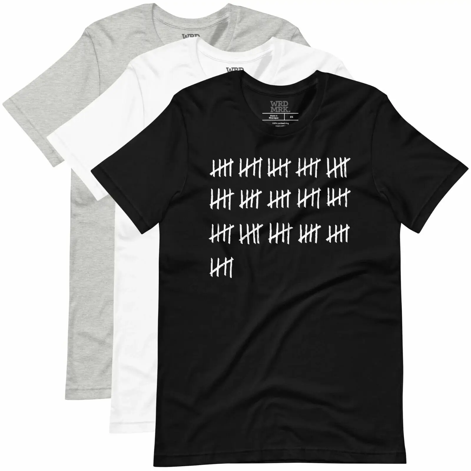 80 Tally Marks T-Shirt - WRDMRK - 80th Birthday Milestone Tee - Heather Gray