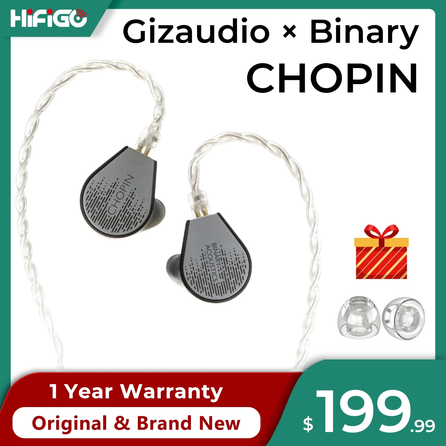 HiFiGo Binary × Gizaudio Chopin Earphone 1DD+3BA Hybrid in-Ear Monitors HiFi Audiophile Headphones Music Earbuds Hybrid IEMs