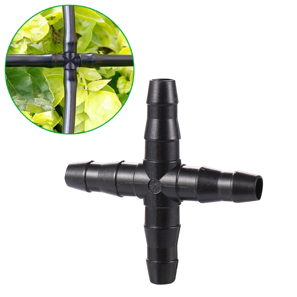 30Pcs 4-Way Cross Barb Connectors Drip Irrigation Fitting Splitter Water Hose Couplings Garden Agriculture Watering Tool