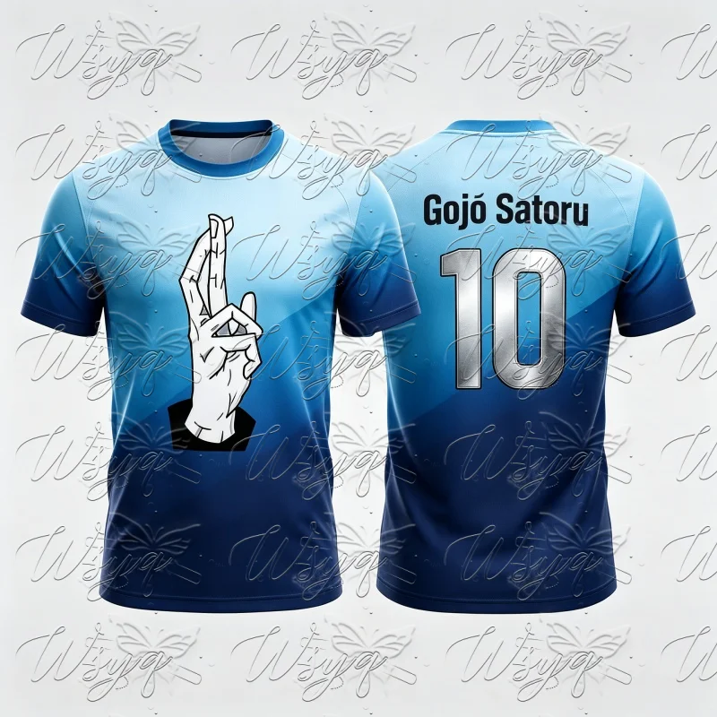 Summer Jujutsu Kaisen Satoru Gojo Hand Gesture No.10 Soccer Jersey 3D Print T Shirt Unisex Anime Football Sports Tee Tops