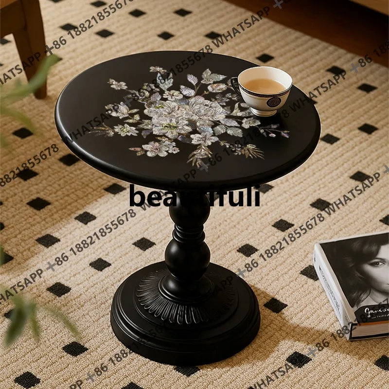 Household medieval small coffee table side table retro corner few wrought iron bedside storage balcony small round table