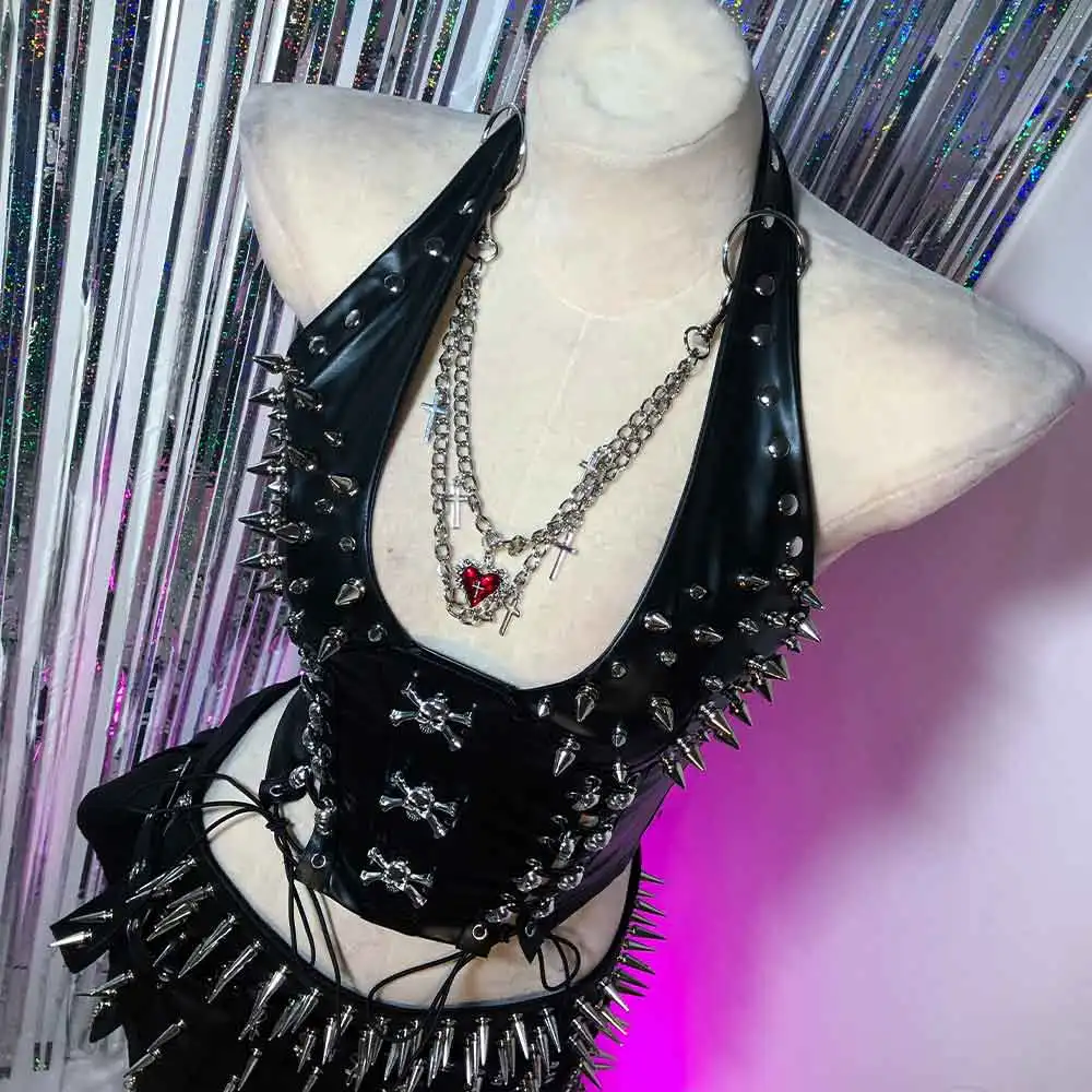 

Панк-рок DIY Эко-стиль для подростков Глитч-кор Харадзюку Кибер-эмо Y2K ТОПЫ Кавай Гранж Фейри 90-е Готика Топы без рукавов Гот Э-гёрлс Скелет Ручная работа