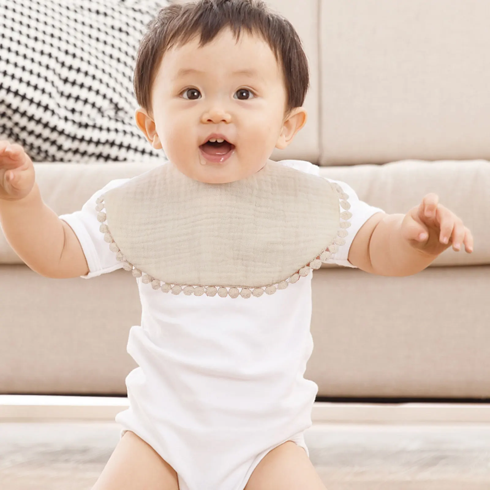 2 قطعة مريلة الطفل لينة القطن ماصة تنفس منشفة لعاب الأطفال لحديثي الولادة طفل تغذية مريلة قابلة لإعادة الاستخدام المرايل منشفة لعاب الأطفال #1