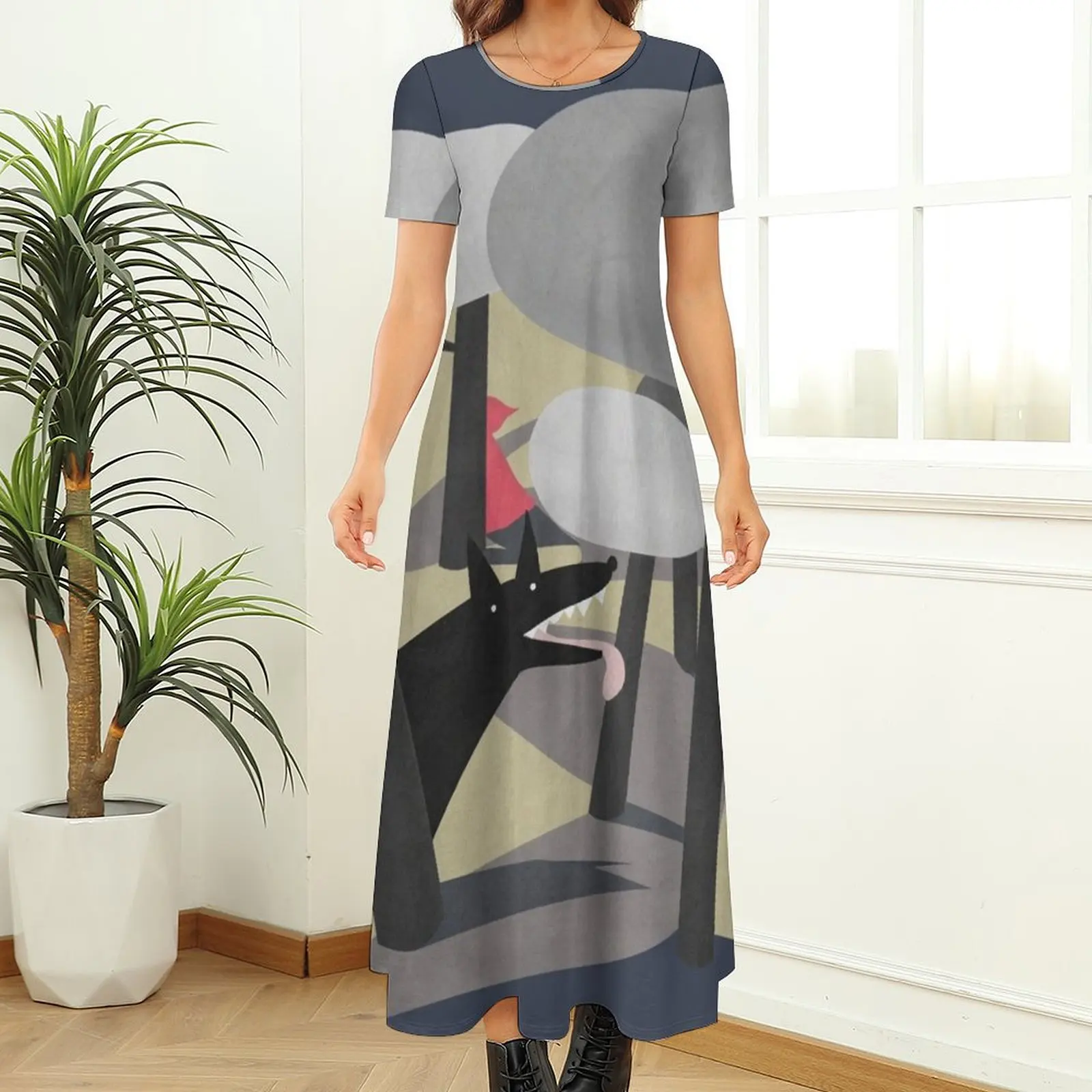 RED RIDING-Robe de salle de bain OD, col rond, manches courtes, robe de soirée d'été