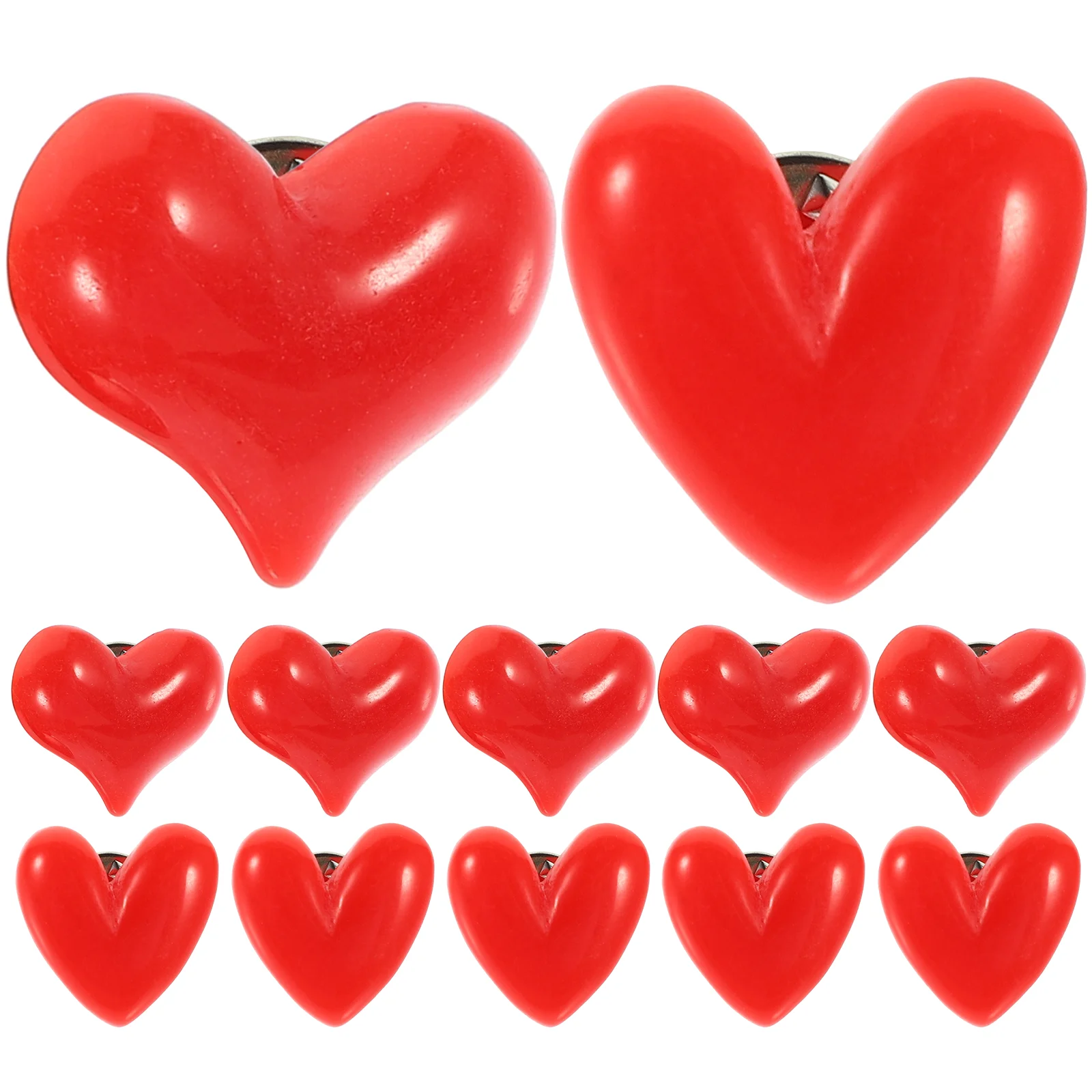 12 Pcs Red Heart Brooch Valentines Day Lapel Pin Decor for Clothes Heart-shaped Cute Nurse