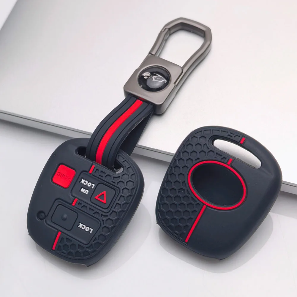 Keychain For Toyota FJ Cruiser Land 2008-2014 Yaris Echo For Lexus ES GS LS IS RX SC LX RX400h Silicone 3 Buttons Car Key Case view 3