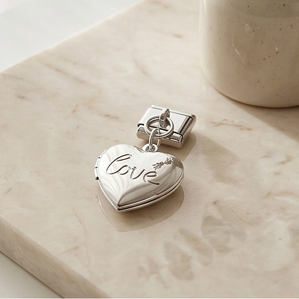 URING Medaillon-Fotoanhänger für Hochzeiten, personalisierter italienischer Charm-Anhänger, passend für 9mm DIY-Perlen, Geschenk, Edelstahl-Armband-Schmuck – Detail 5