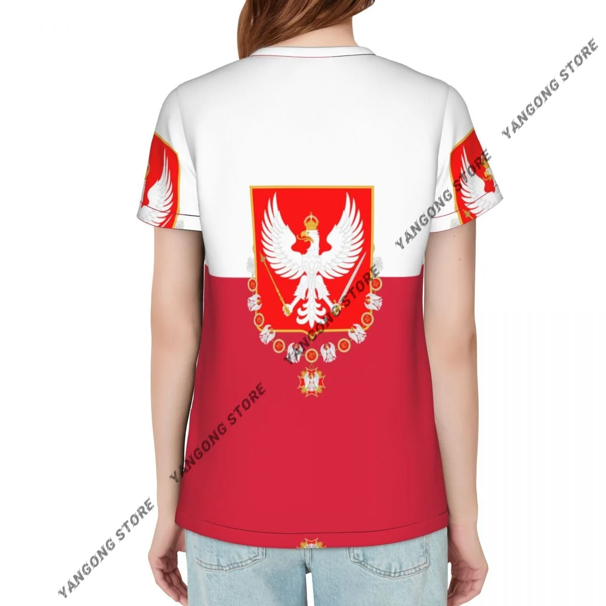 T Shirt Women Flag Of The Kingdom Of Poland Tee Shirt Casual Round Neck Short Sleeve Streetwear Female T-Shirt