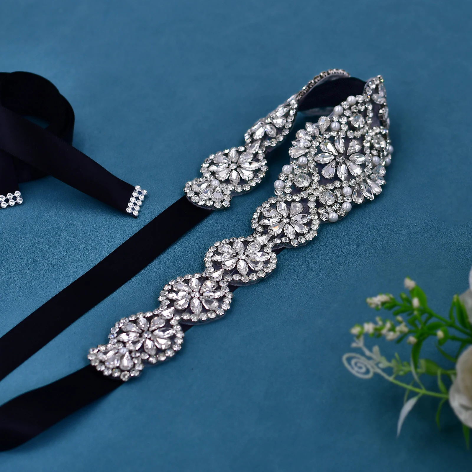 S161a Sparkling Rhinestone Bridal Belt Handmade Jewelry Sash for Wedding Dresses Glittering Gown Belts Beaded Bridal Gown