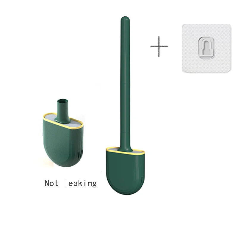Wandhangende toiletborstel met houder Siliconen toiletborstel met lange steel Zachte haren WC-reinigingsborstel Badkameraccessoires
