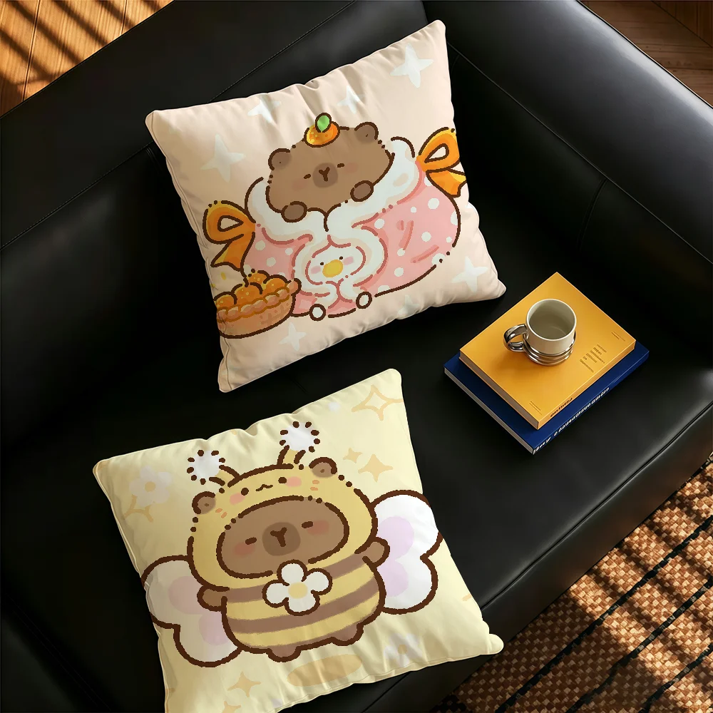 Cartoon Cute Capybara Pillow Case Square Bedroom Headboard Sofa Living Room Backrest Cushion Nap Pillow 2