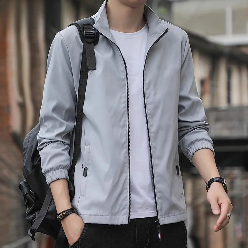 فضفاضة تناسب الوقوف طوق الرجال Jaet ربيع الخريف ملابس غير رسمية Adstrative Sle ملابس خارجية البوليستر طويل Sve سستة ديسمبر... #1