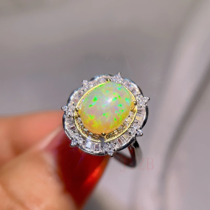 Natural Australian Opal adjustable exquisite ring female gemstone versatile vintage Japanese 925 sterling silver