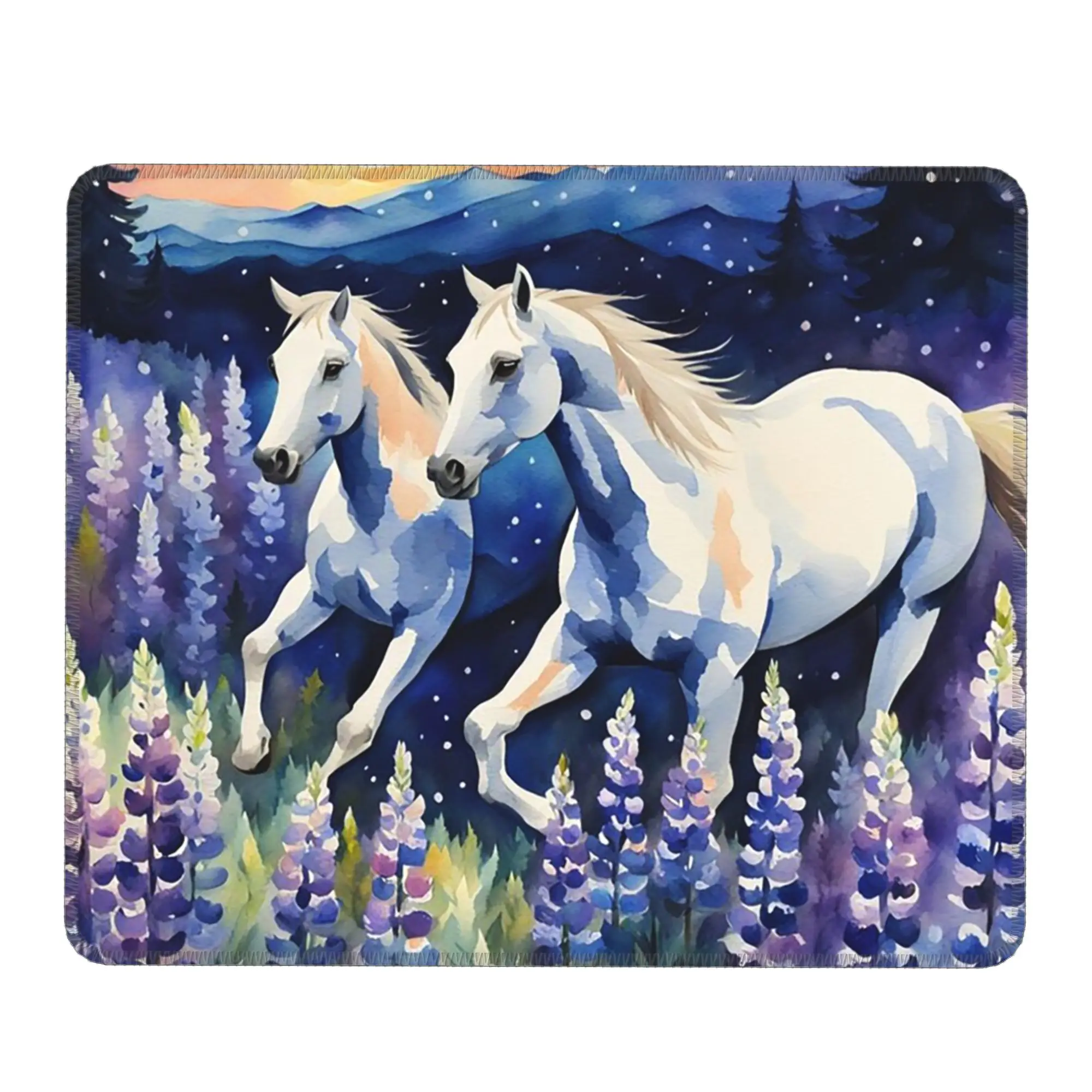 Horse Galloping At Sunset In The Sea Of Flowers Mouse Pad Computer Keyboard Mouse Mat Gamer PC Laptop Desk Mat Office Table Mats