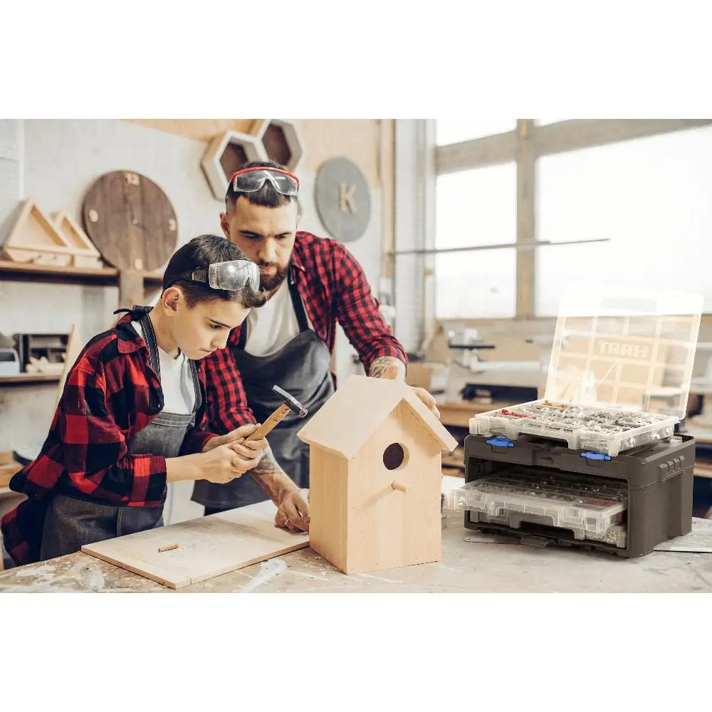 Modular Organizer Container Set DIY Home Garage Repairs Clear Plastic Dividers Portable Compact Secure Stackable Hart Stack