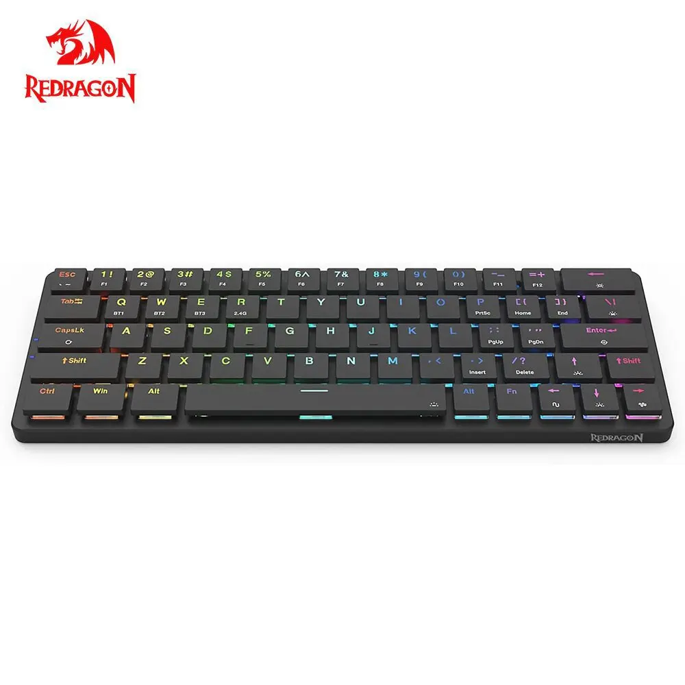 REDRAGON Elise Pro K624P RGB Super Slim Teclado Mecânico Para Jogos Suporte USB Sem Fio Bluetooth 2.4G 63 Teclas para Compute PC