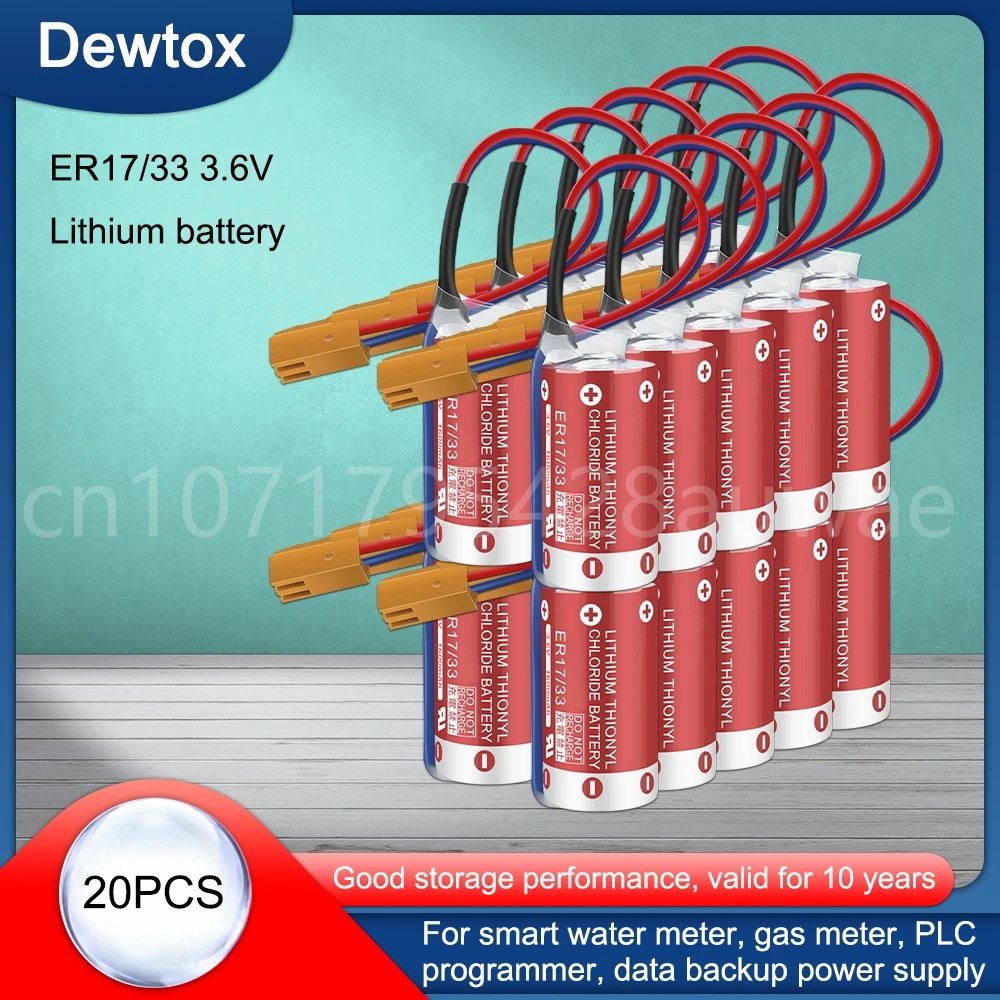 

20PCS 3G2A9-BAT08 C500-BAT08 Lithium Battery 3.6V PLC Batteries 2 Hole Plug Connectors ER17/33 3G2A9-BAT08