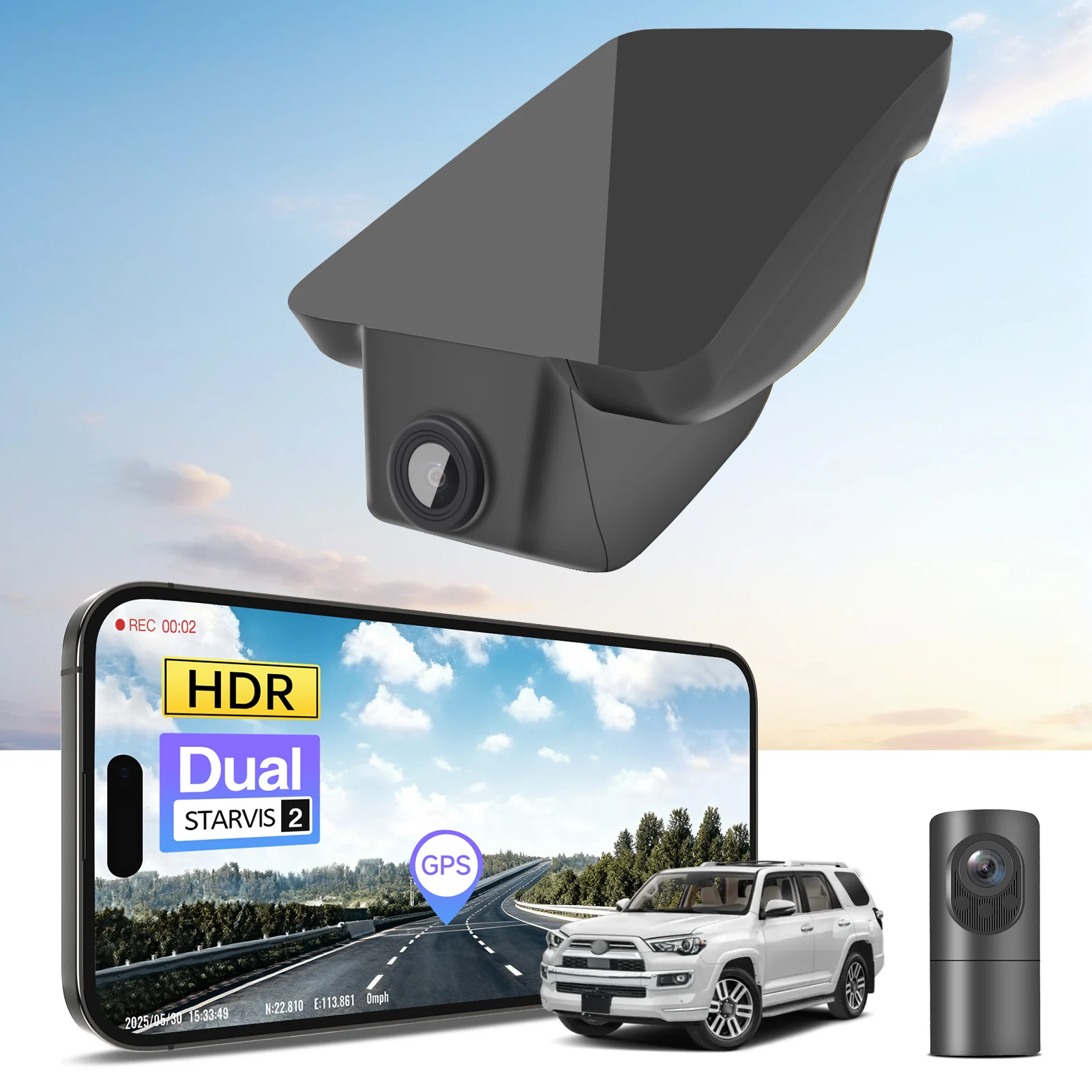 Mangoal Dedicated STARVIS 2 Sensor Dash Cam 4K For Toyota 4Runner Dash Car Camera 2020-2026 GPS WiFi & APP Plug and Play DashCam