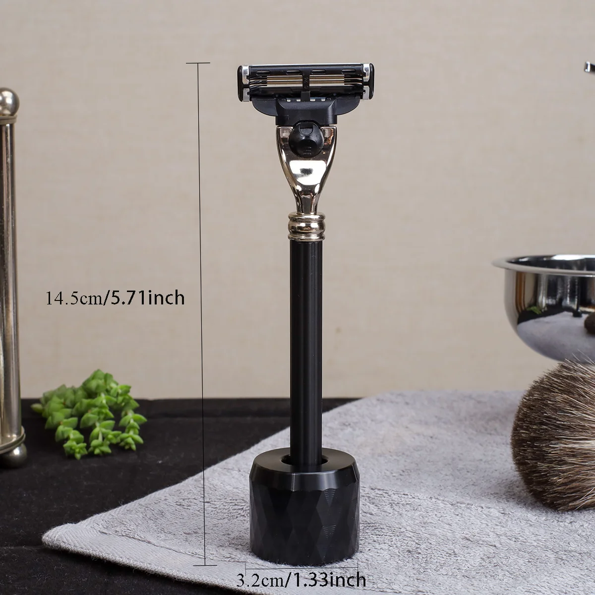 iRAZOR Classic Black 3-Layer Men's Grooming Razor Kit  Barber Shaver Tool with Stand Holder for Father Husband Gift