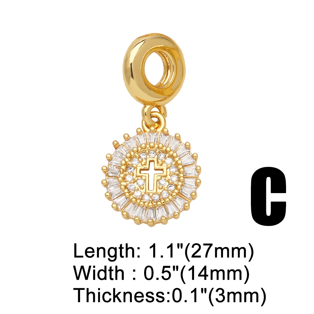 OCESRIO Fashion White Crystal Cross Pendant for Necklaces Copper Gold Plated CZ Virgin Mary Jewelry Making Component pdtb485