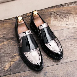 Business Loafers Men Casual Shoes Formal Office Shoes Men Patent Leather Moccasins Luxury Fashion Designer Slip On Driving Shoes