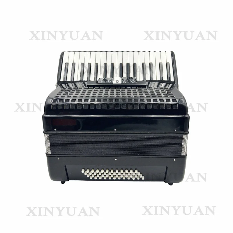 Piano Accordion JP3448, Chromatic Black Wood Musical Instrument Built with 34 Keys, 48 Bass and 5 Registers