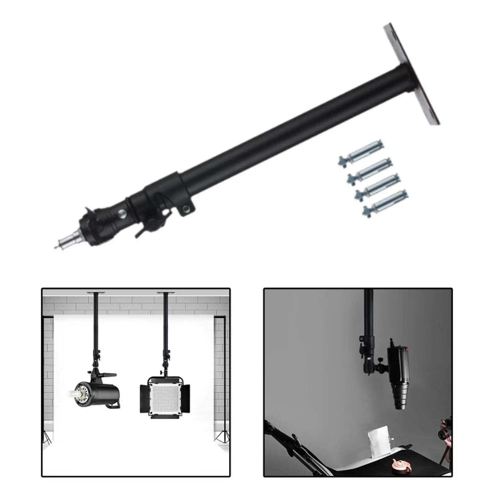 

Регулируемая подставка для освещения черного цвета с винтовыми интерфейсами 1/4 3/8, сверхмощный потолок