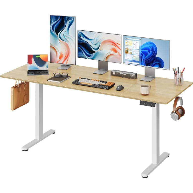 

Computer Desk Sit to Stand Desk for Home Office, Maple