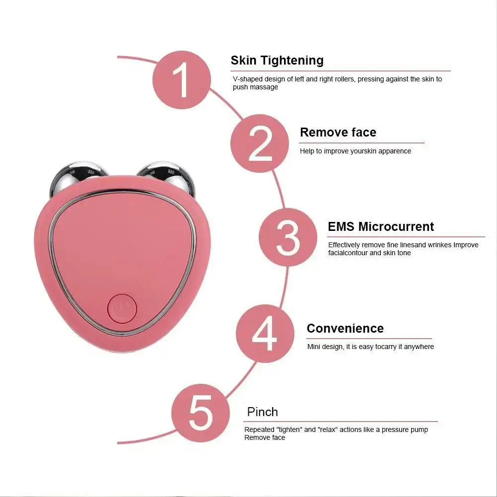 1pcs EMS Micro Current Beauty Instrument Mini Portable Face Slimming Sonic Vibration Massager Lifting Firming Skin Diminish