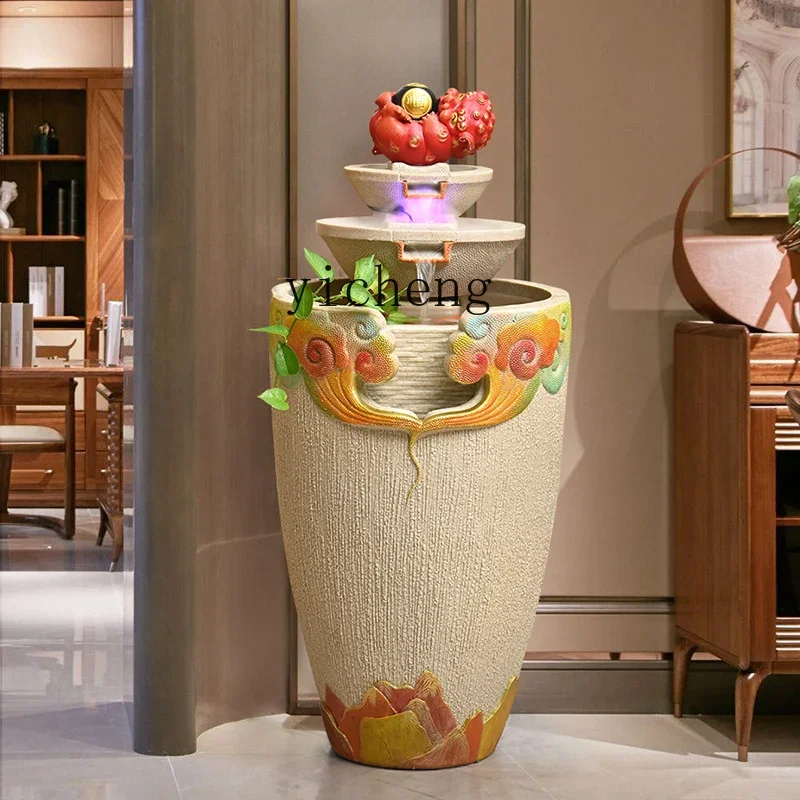 TQH6.8 lucky water ornament circulating water fish tank rockery fountain feng shui wheel living room entrance landing opening