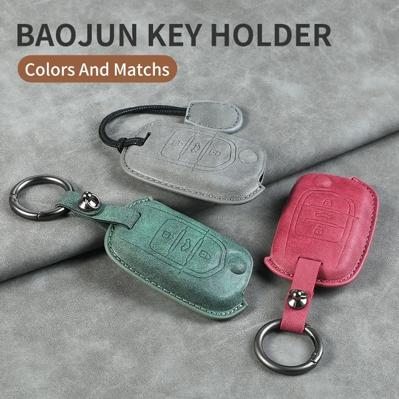 

Car Key Case Cover Shell Fob For Wuling Baojun 510 530 310 560 610 630 730 330 360 310W For Baojun Keyring 3 Button Leather