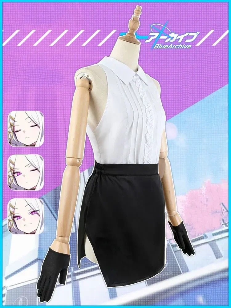 Jogo azul arquivo sorasaki hina cosplay traje feminino bonito uniformes de festa com chifres halloween carnaval roupas feitas sob encomenda