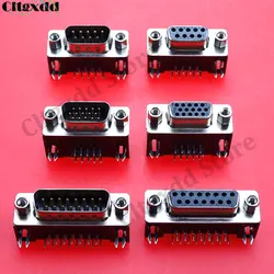 Cltgxdd 2 Pieces DB9 DB15 Male Plug Female Socket PCB Mount D-Sub 9Pin 15Pin RS232 Connector 90-degree Bent Needle DR9 DR15