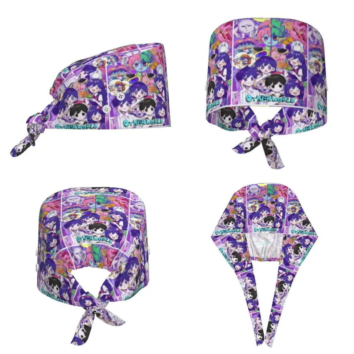 Omori Hero Sunny Basil Cartoon Horror Scrub Hat Doctor Working Surgical Cap Unisex Adjustable Nursing Caps for Dentist