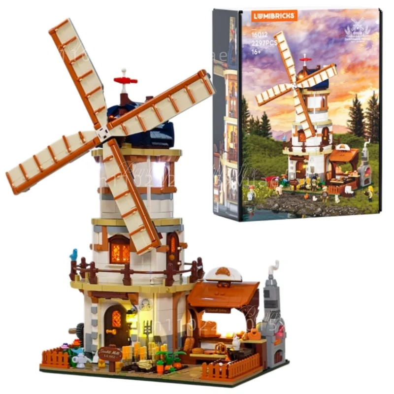 Dutch Windmill Building Blocks Farm Life Series Assembling Moveable Street View Model Toys Desktop Decoration Collectible Gifts