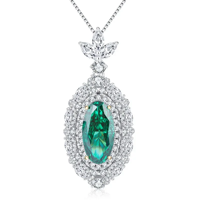 

Fashionable temperament S925 silver high carbon diamond high-end jade women's pendant necklace 8 * 16 wedding jewelry wholesale