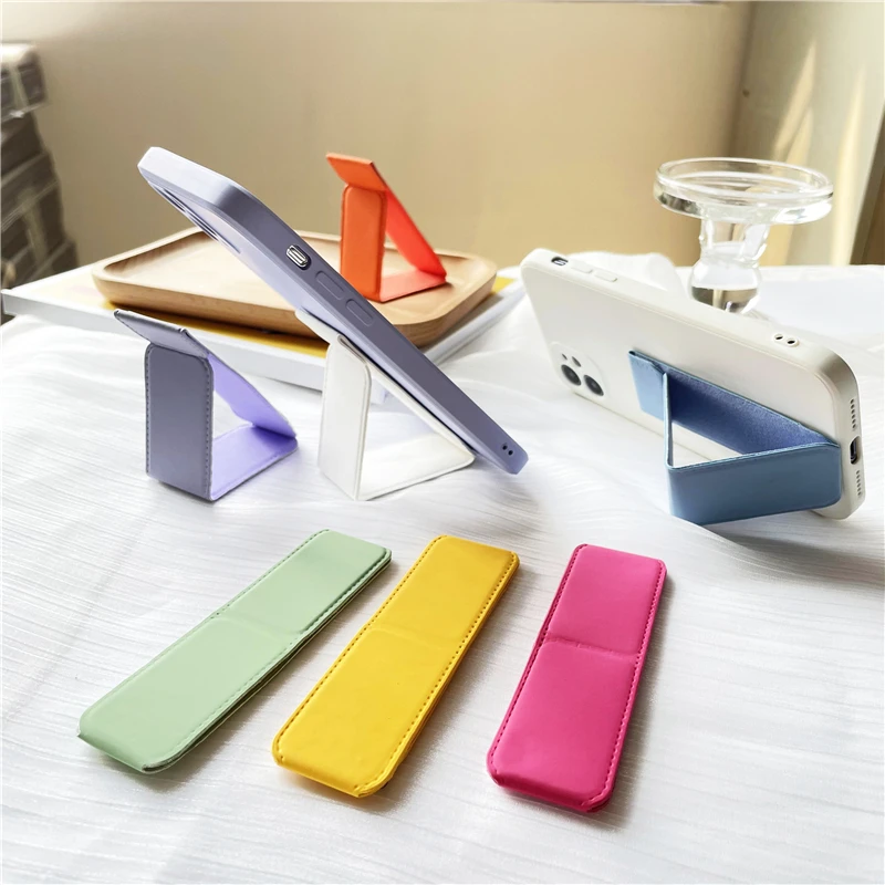 

Desktop Folding Push Pull Stand Phone Ring Buckle Simple Solid Color Back Adhesive Phone Stand Creative Lazy Bracket