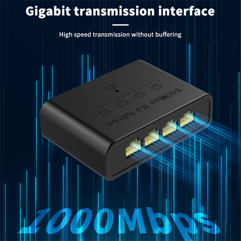 이더넷 분배기 1 ~ 4, 1000Mbps 고속 이더넷 케이블 분배기, Cat8/7/6/5e/5Cable용 기가비트 RJ45 LAN 네트워크 확장