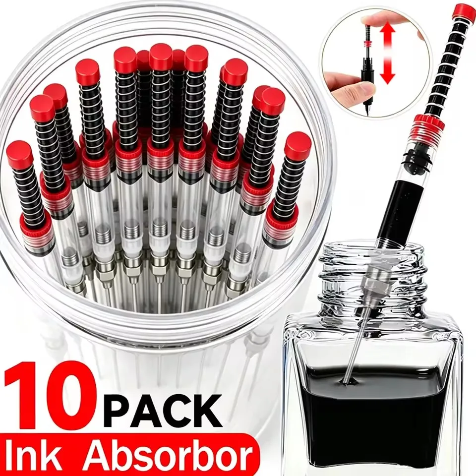 1-10pcs Fountain Pen Filler Ink Pen Syringe Absorbor Device Tool Suction Pipette Ink Cartridge Supplies Converter Office School