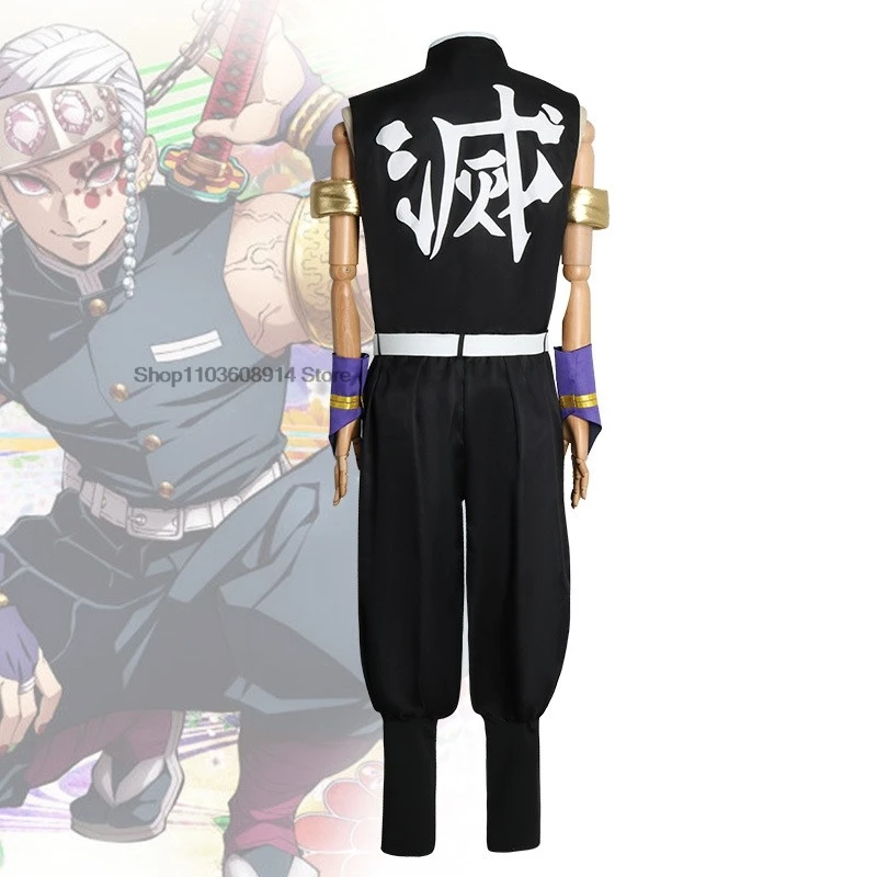 Demon Slayer Anime Cosplay Costume, Uzui Tengen, Perruque Uniforme, Lame d'Anniversaire, Pilier Sonore, Tenue d'Halloween