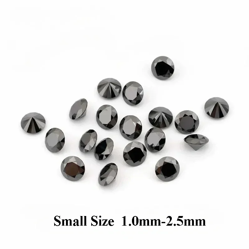 

Moissanite Round Shape Small Size Black Color Primary Colours Charms Gemstone DIY Ring Necklace Earrings Materials