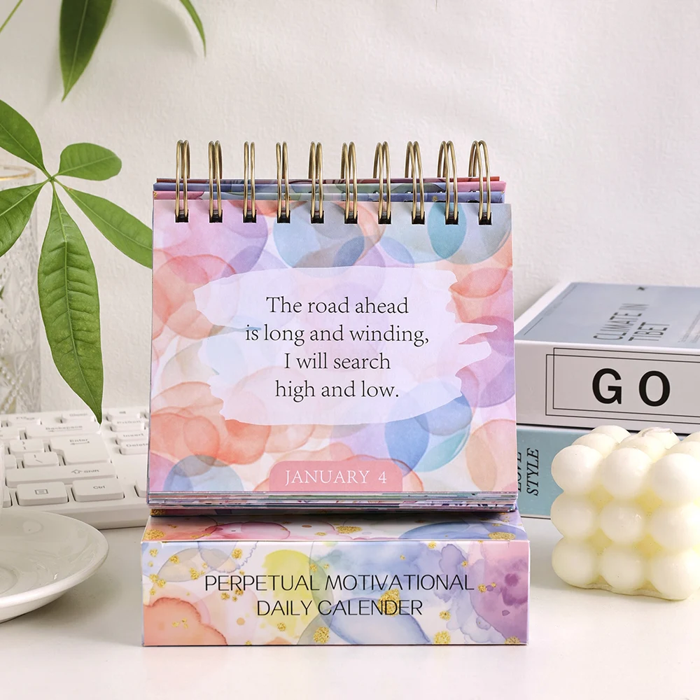 365 Days Colorful Positive Affirmations Desk Calendar 2025 Standing Flip Coil Desktop Calendar With Inspirational Quotes